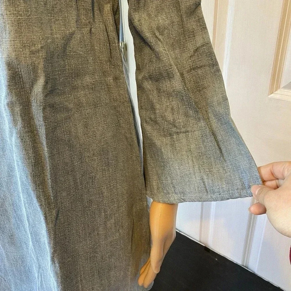 Zara Tunic Embroidery Midi Premium Denim Dress Women XS Blue Flare Sleeves - Picture 6 of 7